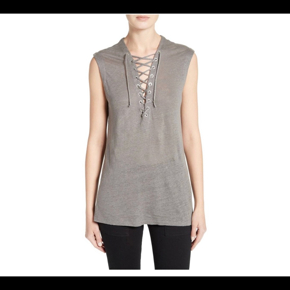 IRO tank with tie embellished cross tie front